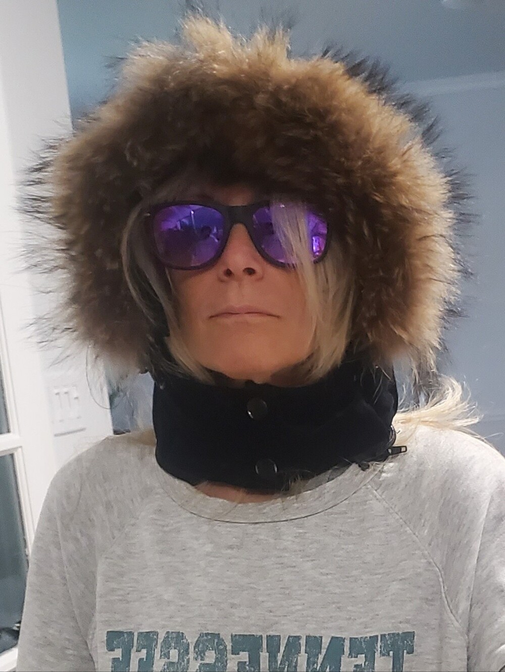 Raccoon Fur Velvet Velour Quilted Hood Hat